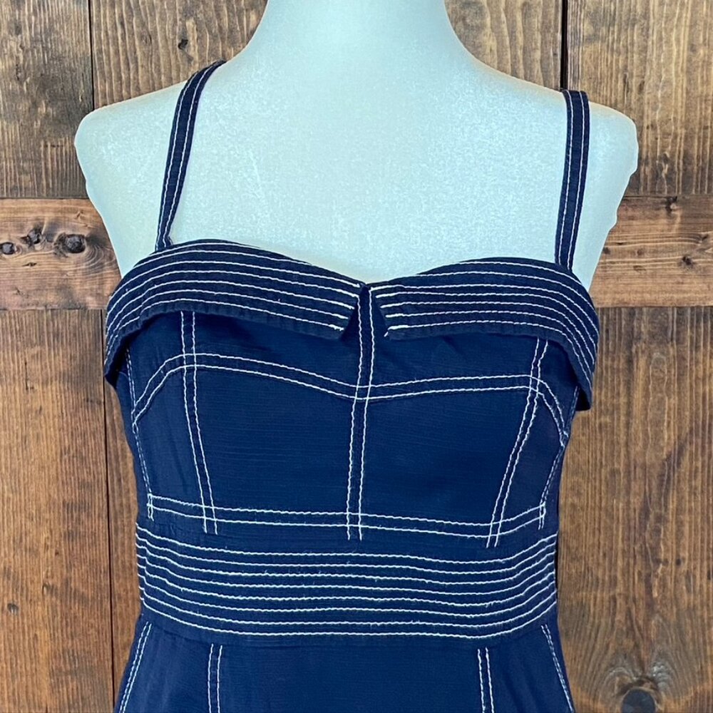 Maeve Navy Nautical Coastal Preppy Fit and Flare Sundress Sz 8 - Picture 10 of 13